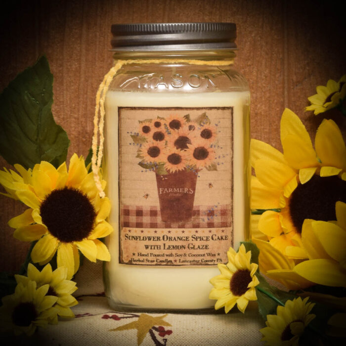Sunflower Mason Jar Candle 24 oz Herbal Star Candles