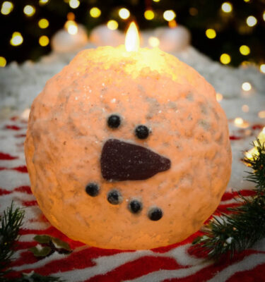 Flameless Frosty Snowball Candle-Large 6 inch