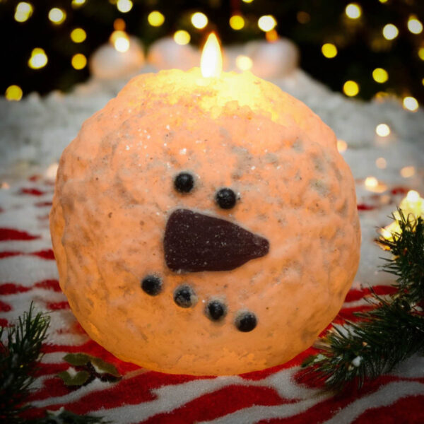 Flameless Frosty Snowball Candle-Large 6 inch