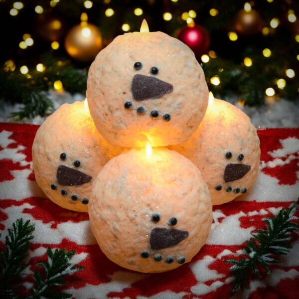 Flameless Frosty Snowball Candle-Large 6 inch - Image 4
