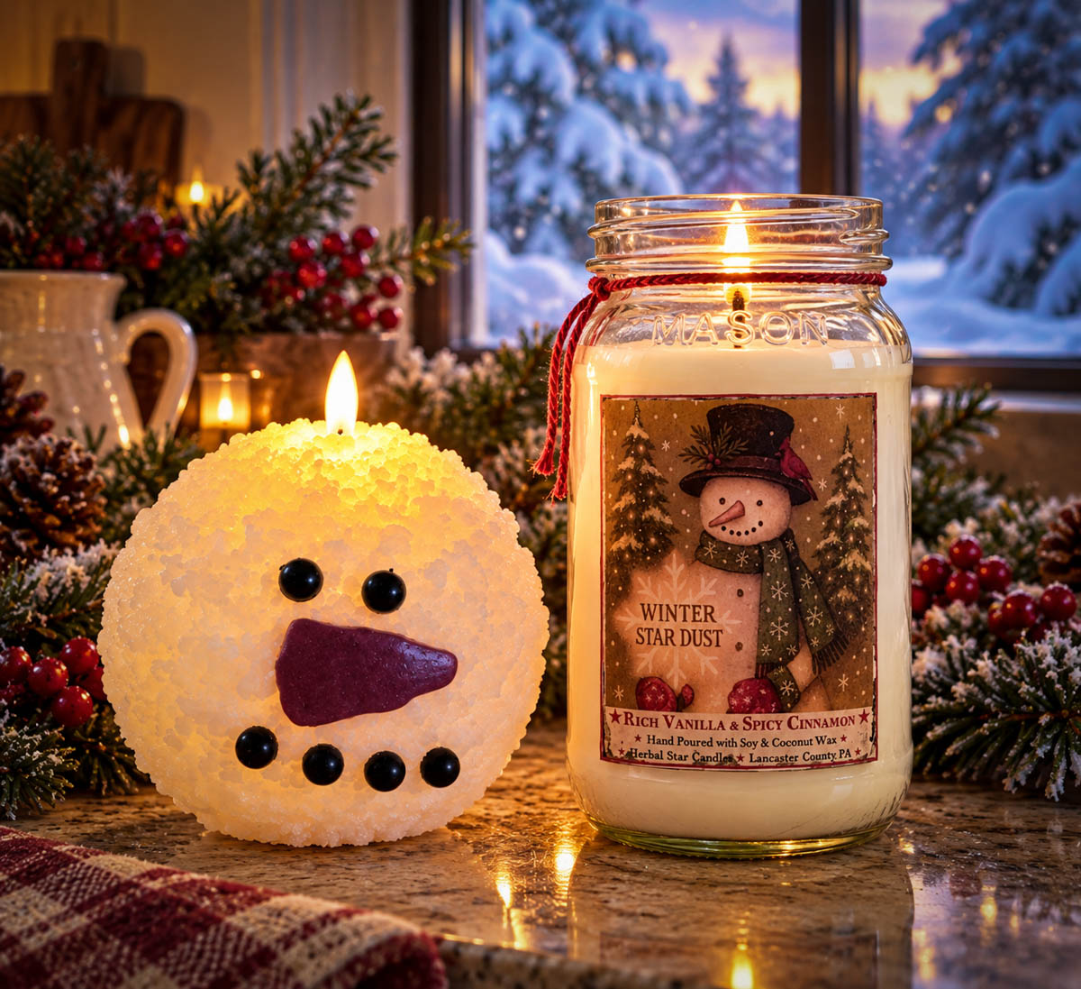 Flameless Frosty Snowball Candle-Large 6 inch - Image 3