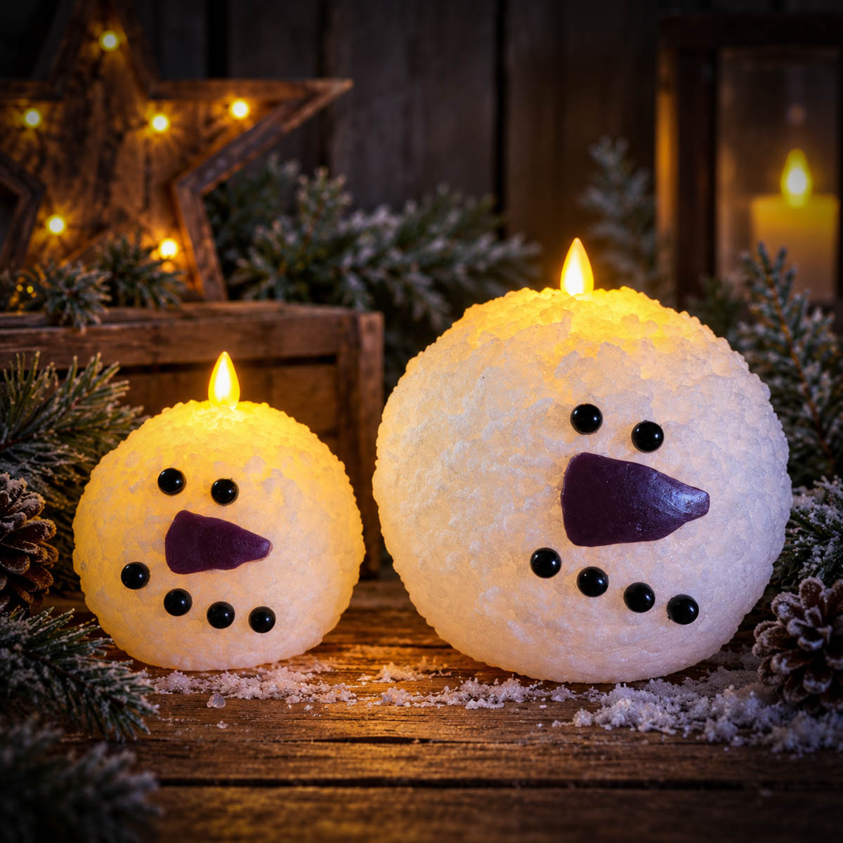 Flameless Frosty Snowball Candle-Large 6 inch - Image 2
