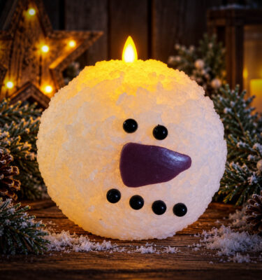Flameless Frosty Snowball Candle-Large 6 inch