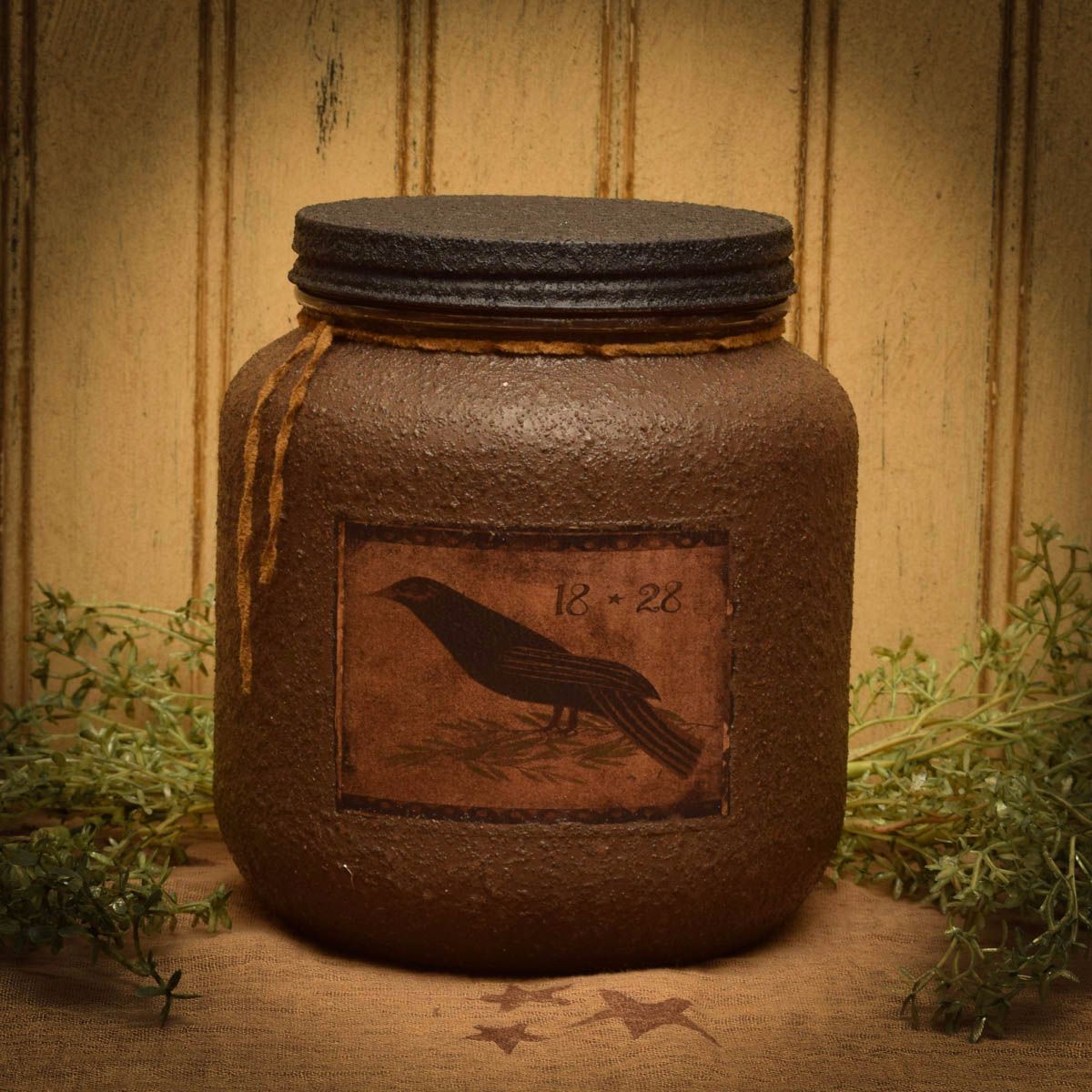 Primitive Bird Jar Candle 64 oz Herbal Star Candles