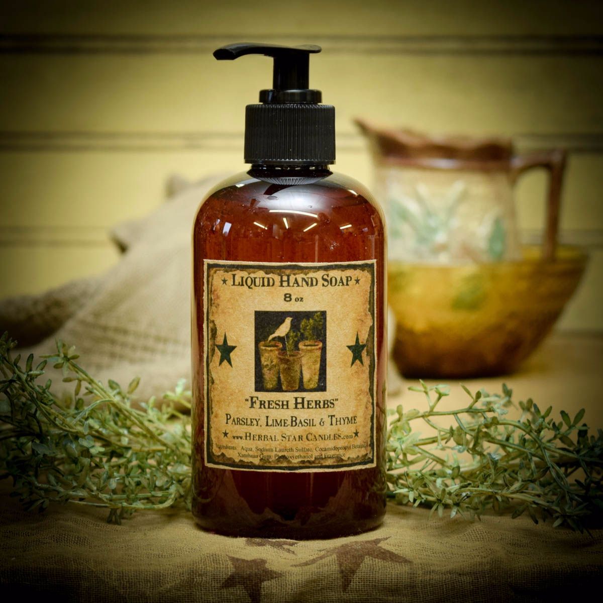 Fresh Herbs Liquid Hand Soap8 oz Herbal Star Candles