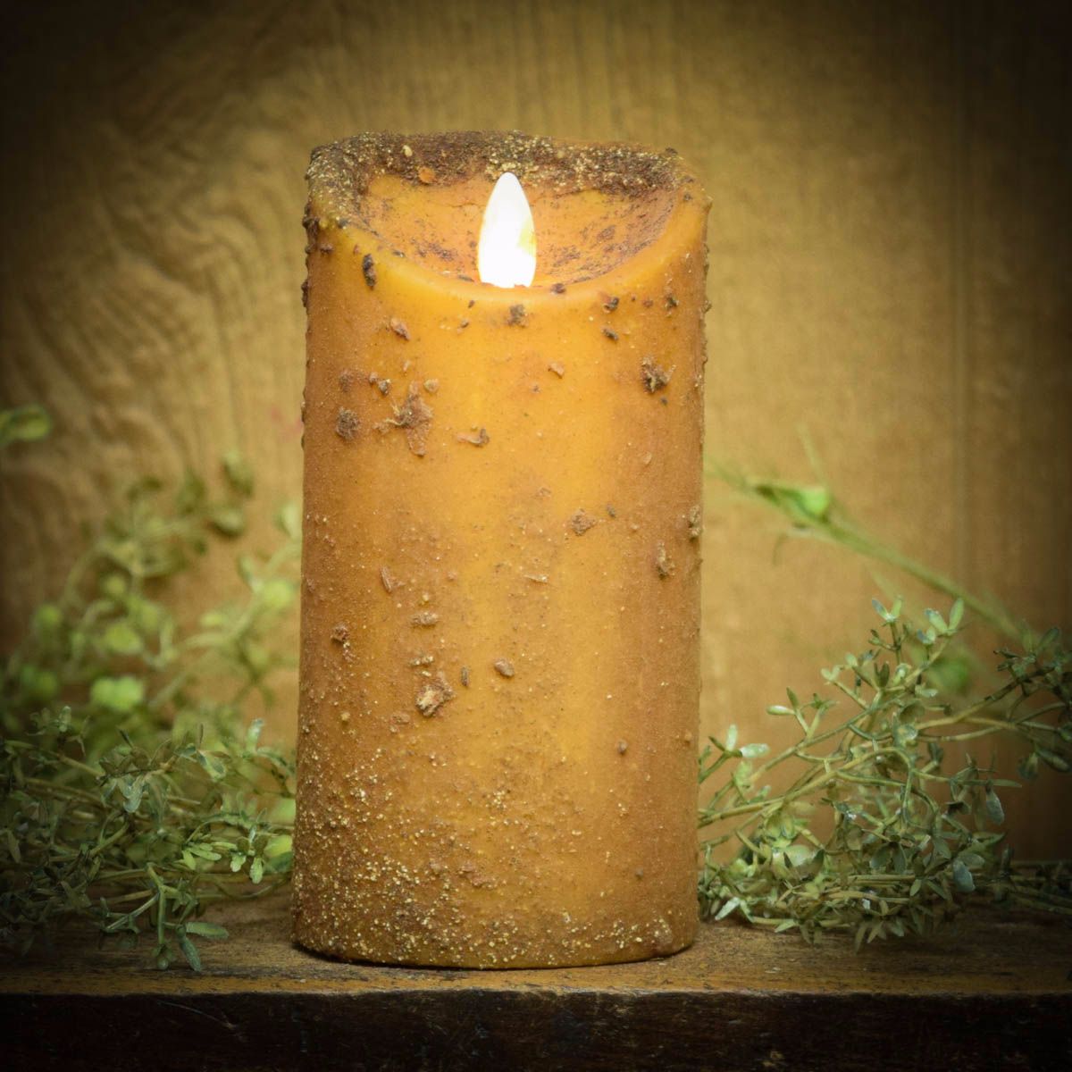 Real Look Flameless Battery Timer CandleMustard Herbal Star Candles