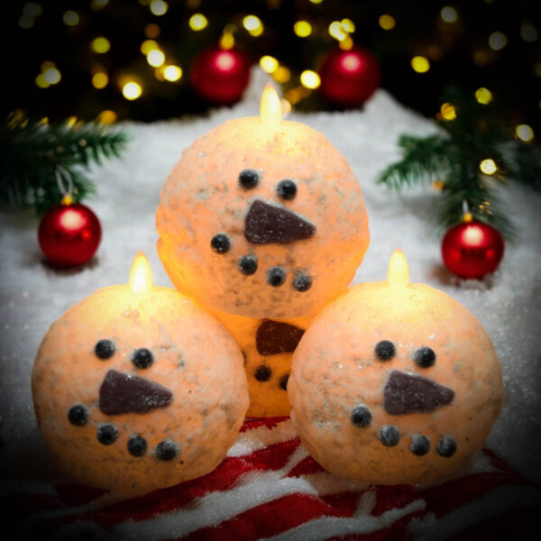Flameless Frosty Snowball Candle-Small 4 in - Image 4