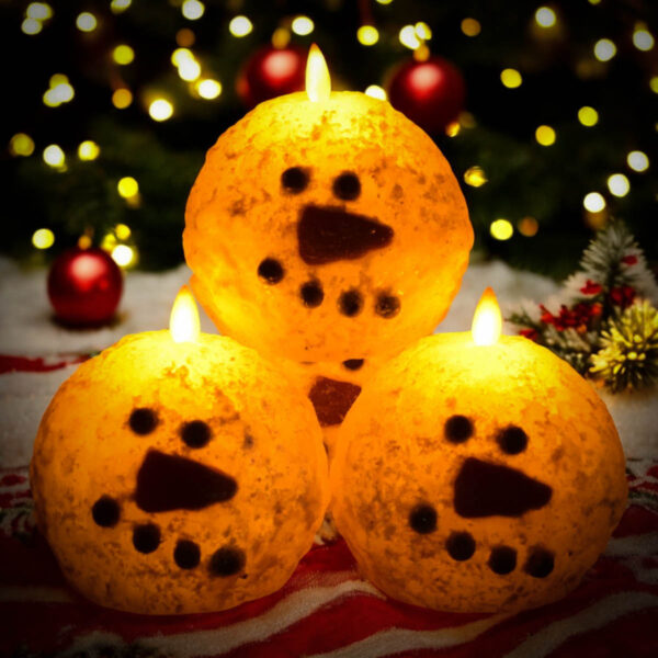Flameless Frosty Snowball Candle-Small 4 in - Image 6