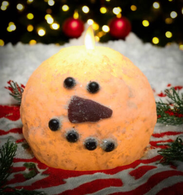 Flameless Frosty Snowball Candle-Small 4 in