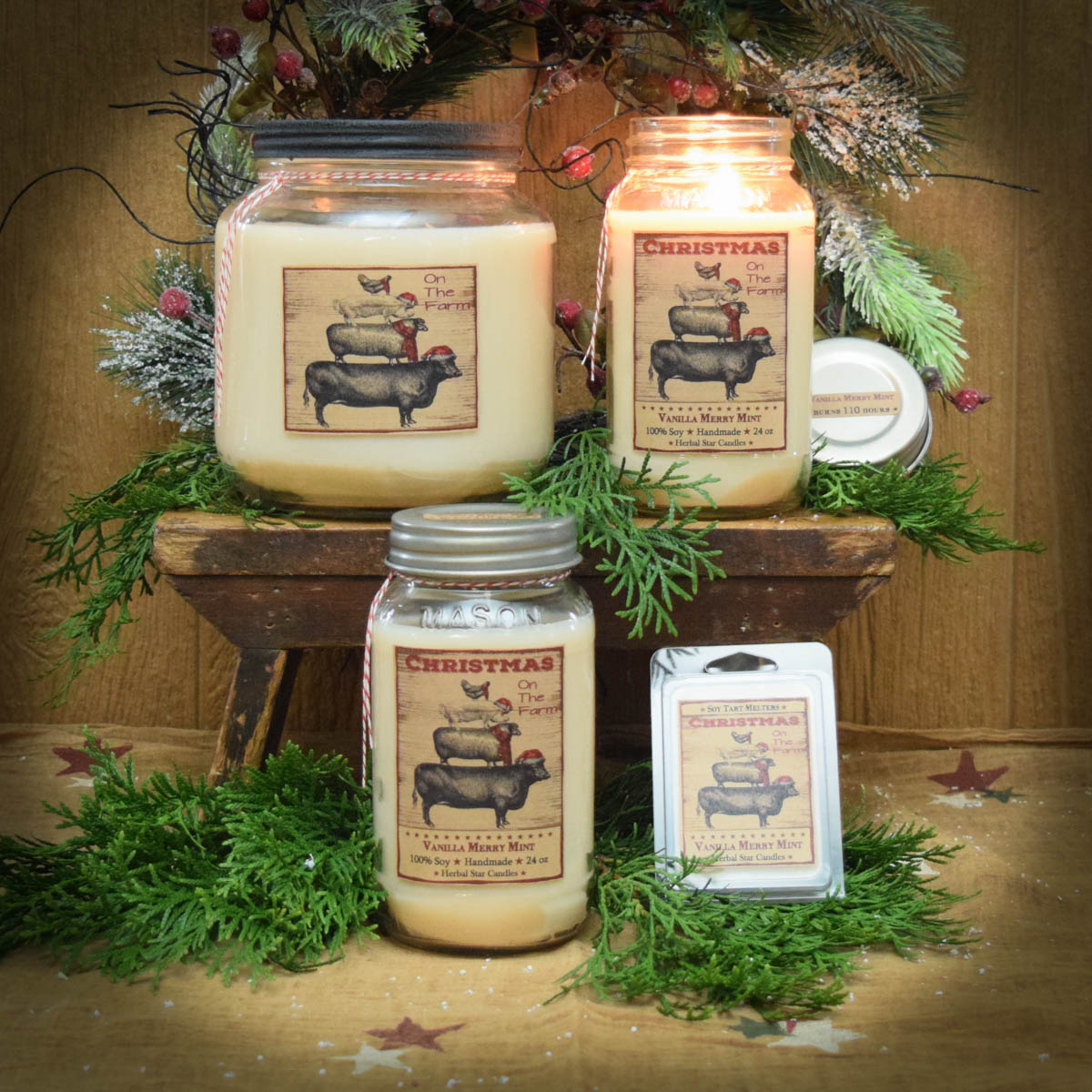 Vanilla MerryMint Collection Herbal Star Candles