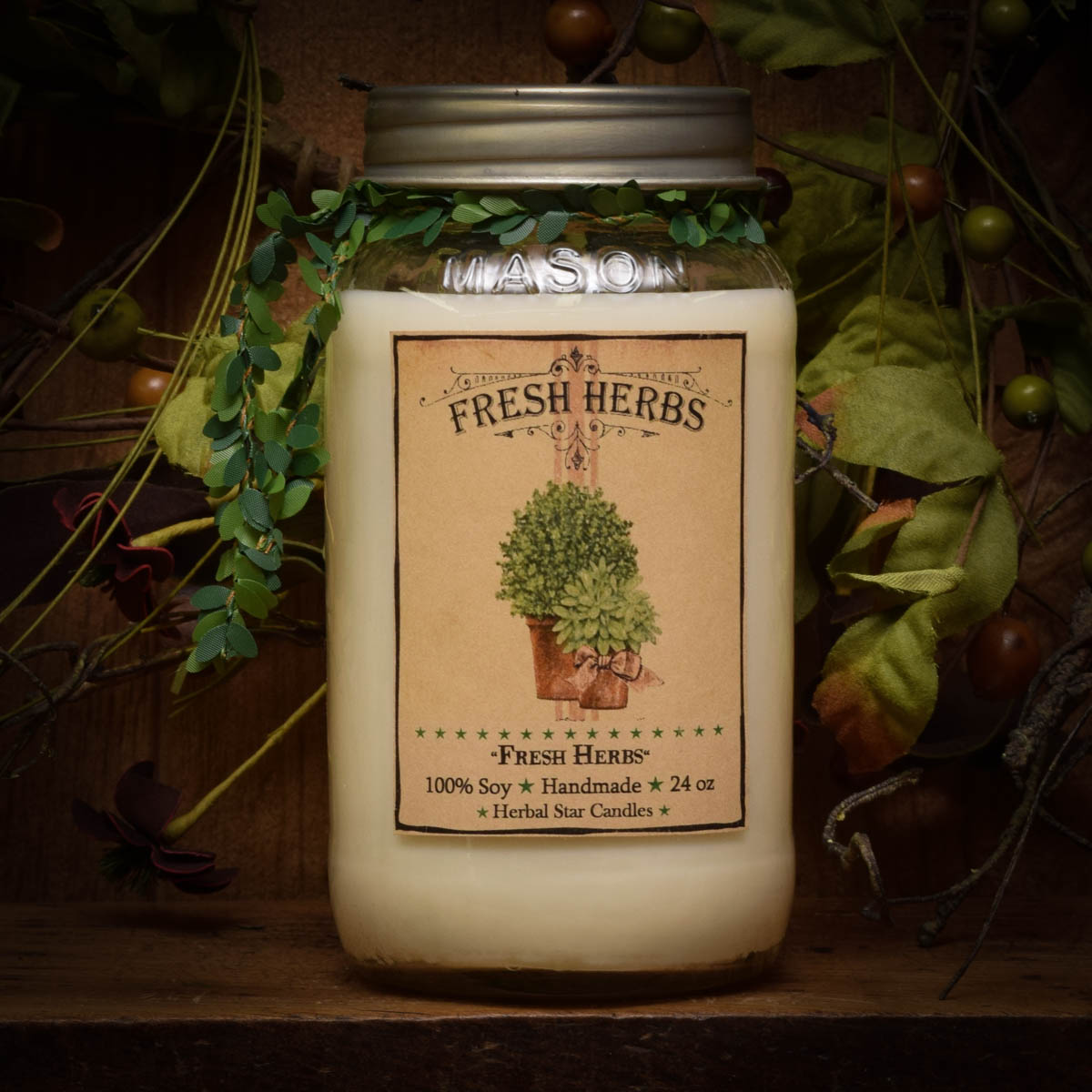 Fresh Herbs Jar Candle 24 oz Herbal Star Candles