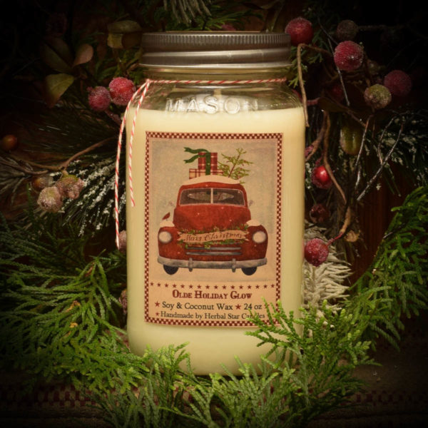Olde Holiday Glow Mason Jar-24 oz