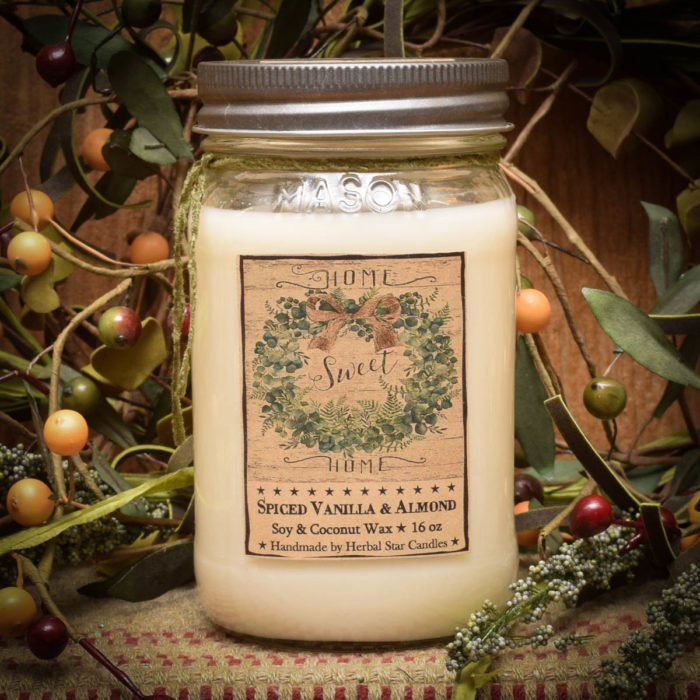 Home Mason Jar Candle 16 oz Herbal Star Candles