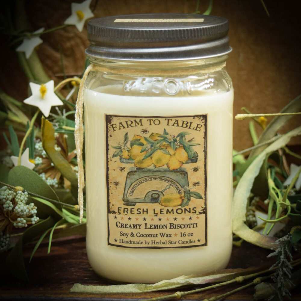 Lemon Daisy Jar Candle 16 oz Herbal Star Candles