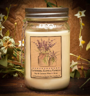 Lavender Clove and vanilla 16 oz Jar Candle