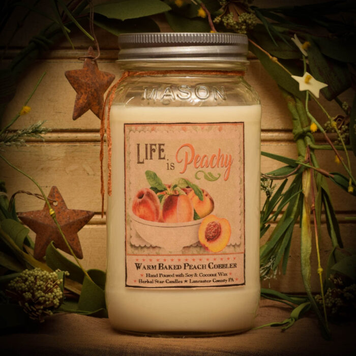 Peach Cobbler Mason Jar Candle24 oz Herbal Star Candles