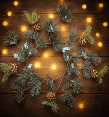 Small frosted pine wreath with 4.5 inch inside diameter. Perfect for jar candles and small holiday displays. Snowy greenery with pinecones