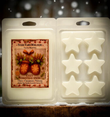 Cozy Christmas Spices Star Wax Tarts – 6 star-shaped wax melts, clove cinnamon nutmeg holiday fragrance by Herbal Star Candles