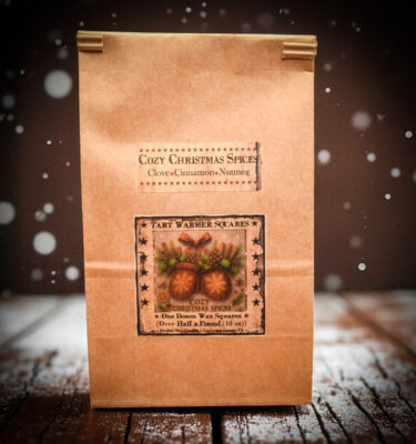 Cozy Christmas Spices Wax Tarts – 10 oz Bag of 12 squares, clove cinnamon nutmeg holiday fragrance by Herbal Star Candles