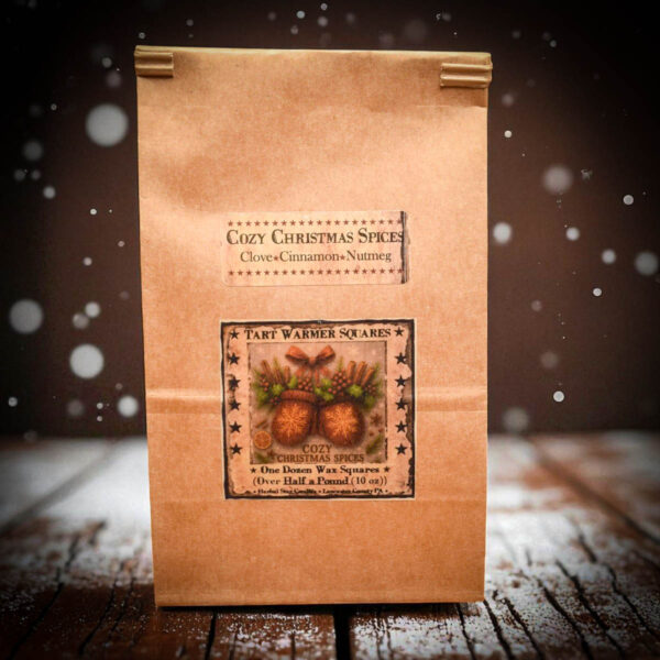 Cozy Christmas Spices Wax Tarts – 10 oz Bag of 12 squares, clove cinnamon nutmeg holiday fragrance by Herbal Star Candles