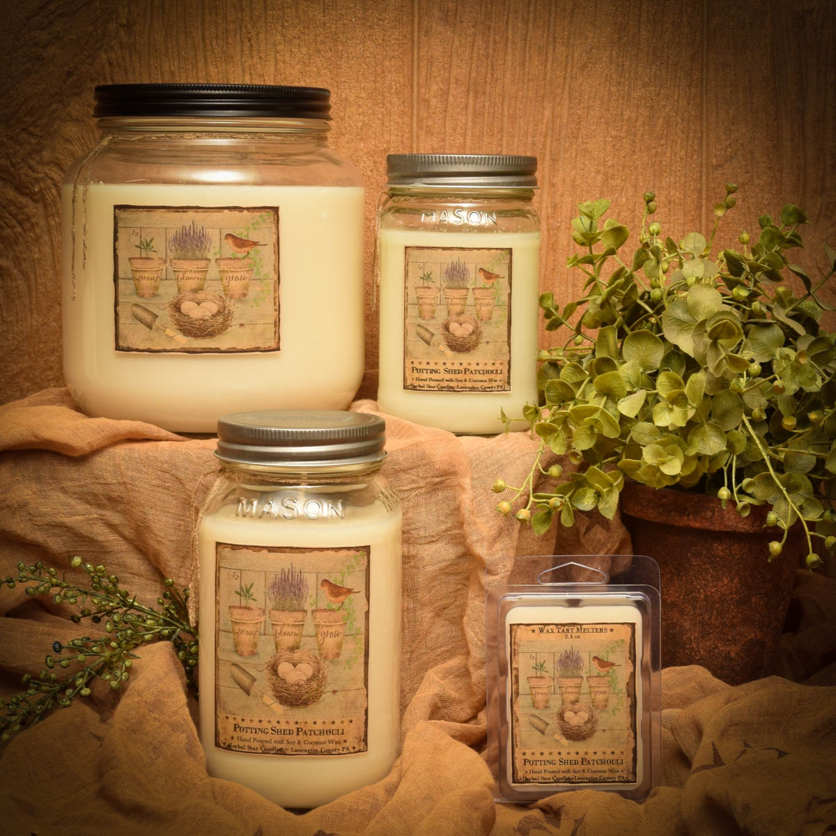 Fresh Herbs Mason Jar Candle - 16 oz - Herbal Star Candles