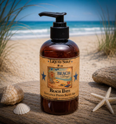 Beach inspired liquid soap hand poured in Lancaster County PA