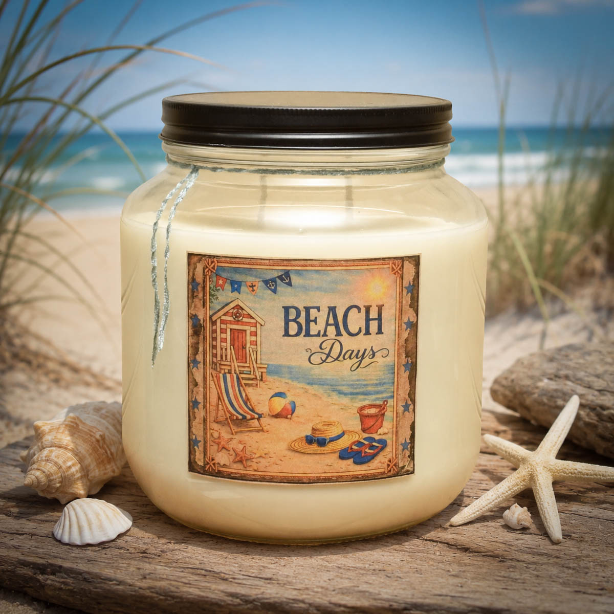 Beach inspired two wick candle hand poured in Lancaster County PA