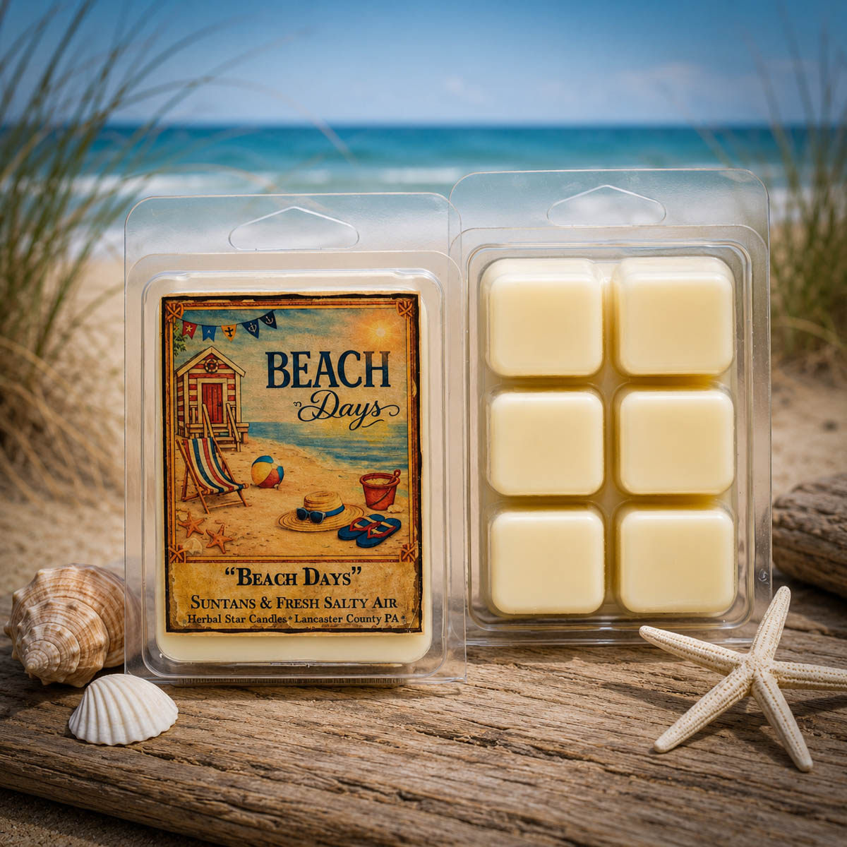 Beach inspired mini wax tarts hand poured in Lancaster County PA