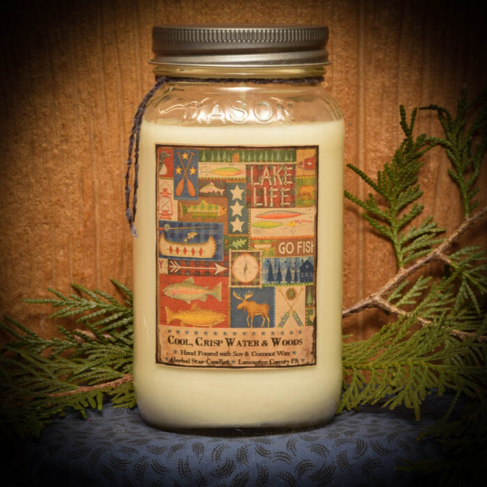 Lake Life Living Mason Jar Candle24 oz Herbal Star Candles