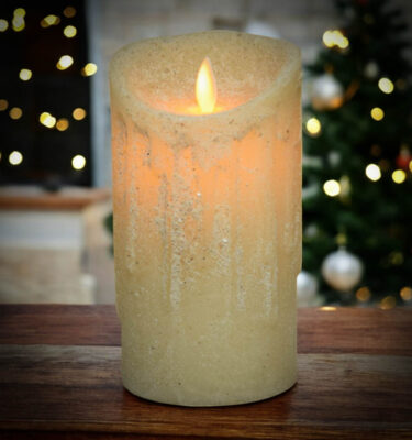 Moving Flame Pillar Candle-Christmas White 3x6