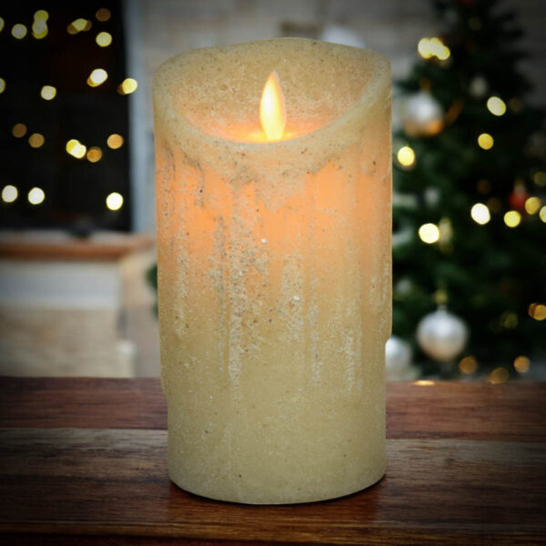Moving Flame Pillar Candle-Christmas White 3x6
