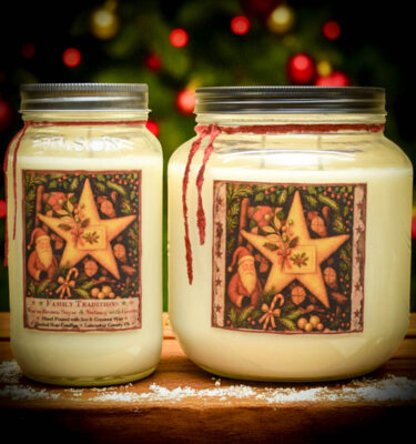 Family Traditions Collection of candles, wax tarts, room spray, and foaming soap. Formerly Christmas Traditions. Holiday fragrance of brown sugar, nutmeg & pine.