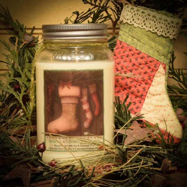 Spruce and Citrus Stockings 24 oz Mason Jar Candle