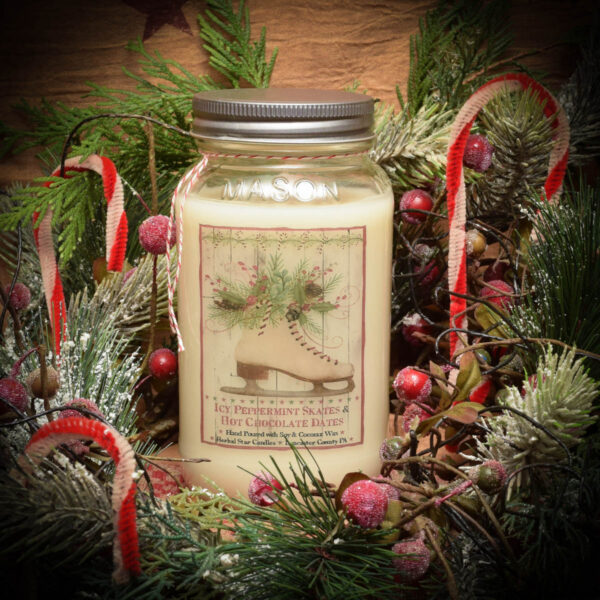 Iced Peppermint Skates and Hot Chocolate Dates 24 oz Jar Candle
