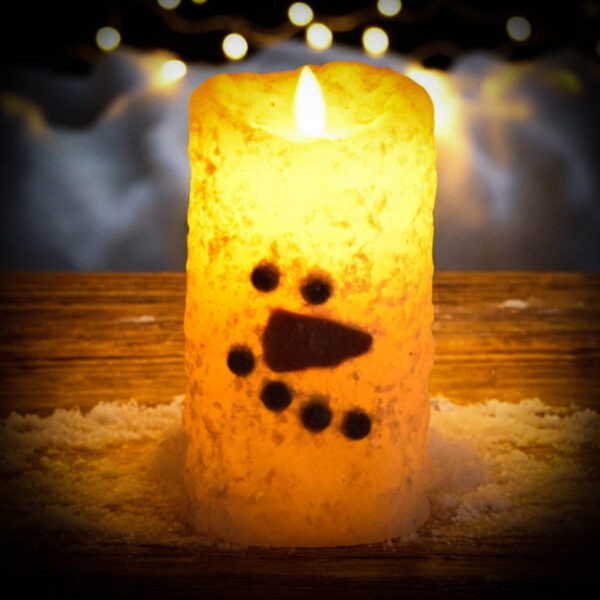 Snowman Moving Flame Battery Pillar-3x6 - Image 5