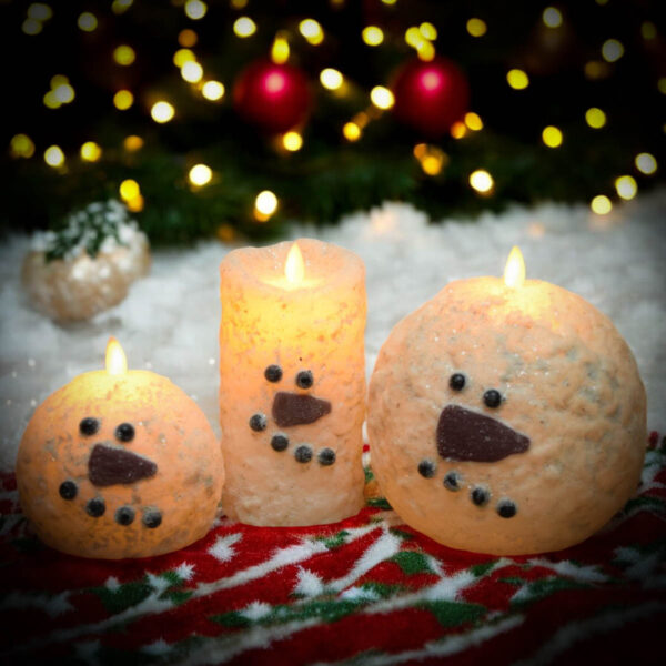 Flameless Frosty Snowball Candle-Small 4 in - Image 2