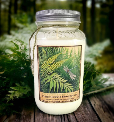 Forest Ferns and Dragonflies Mason Jar Candle-24 oz
