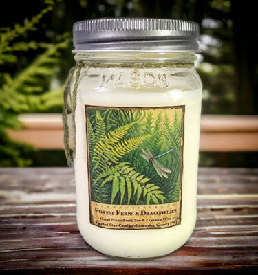 Forest Ferns and Dragonflies Mason Jar Candle-16 oz