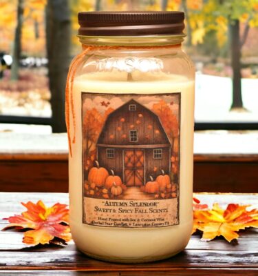 Autumn Spendor 24 oz jar with alternate barn label