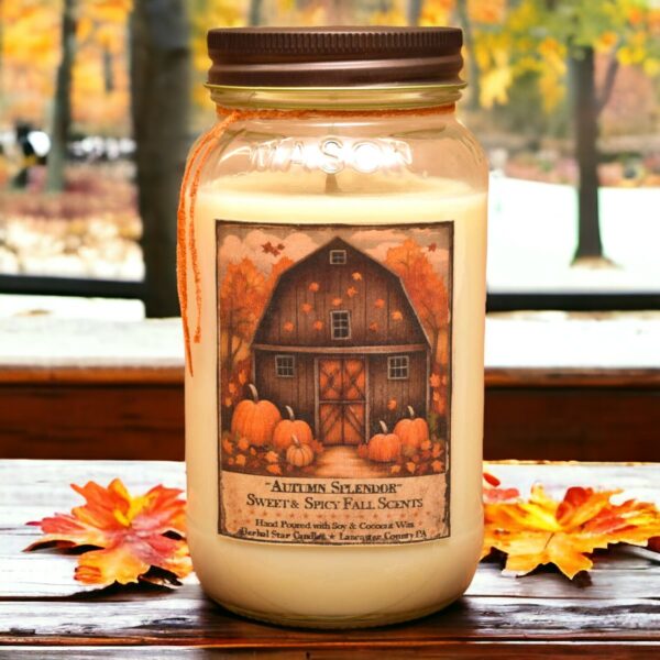 Autumn Spendor 24 oz jar with alternate barn label