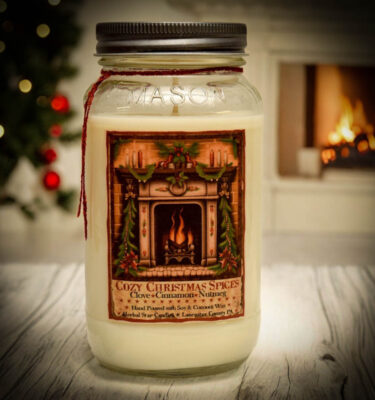Cozy Christmas Spices Mason Jar Candle-24 oz