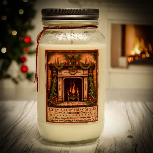 Cozy Christmas Spices Mason Jar Candle-24 oz