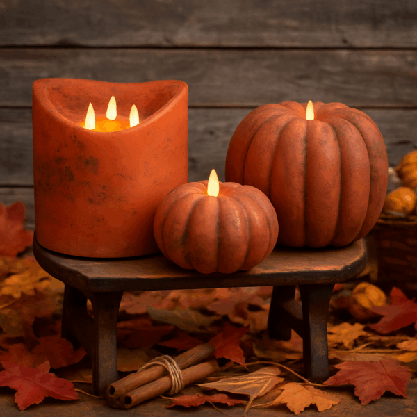 Large Pumpkin Moving Flame Candle – Pumpkin Spice with Cinnamon 6” x 5” - Image 8