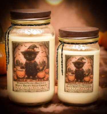 Trick Or Treat with Black Cat Label Jar candles