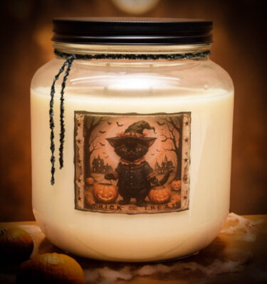 Trick Or Treat with Black Cat 64 oz jar candle