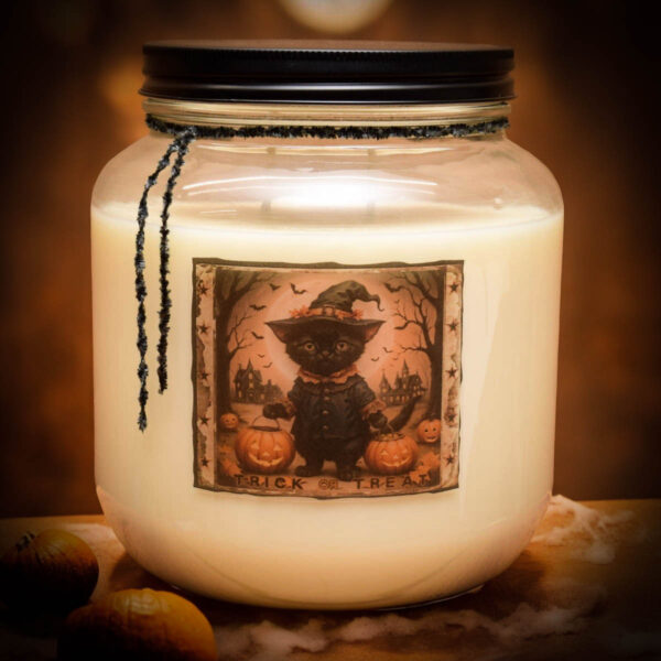 Trick Or Treat with Black Cat 64 oz jar candle