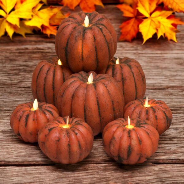 Moving Flame Scented Pumpkin Candle-Bittersweet Small 4.5x3 - Image 8