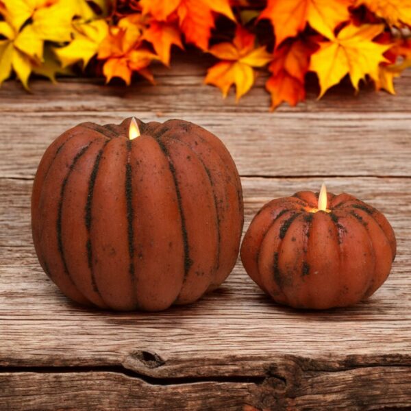 Moving Flame Scented Pumpkin Candle-Bittersweet Small 4.5x3 - Image 6