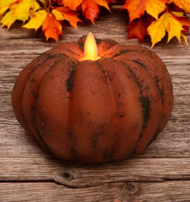Moving Flame Scented Pumpkin Candle-Bittersweet Small 4.5x3