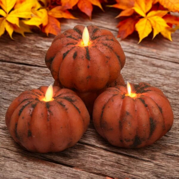 Moving Flame Pumpkin candles small size